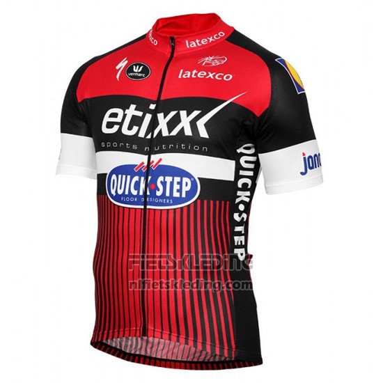 2016 Fietskleding Etixx Quick Step Rood en Zwart Korte Mouwen en Koersbroek